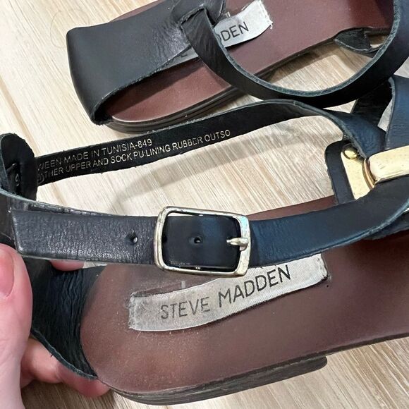 STEVE MADDEN Kween Black Flat Thong Sandals Size 9 - Picture 4 of 6
